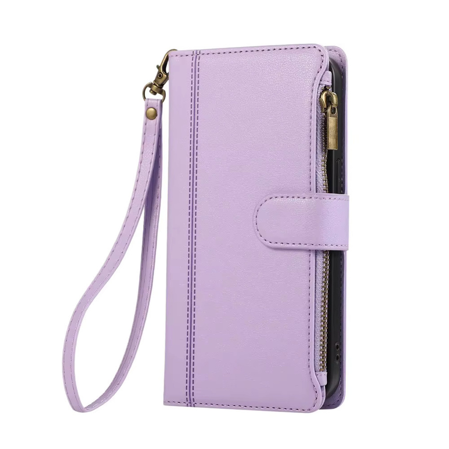 SZMUGUA Handyhülle aus PU-Leder mit Umhängetasche und Kartenhalter für iPhone, Farbe: Lila - Bild 1