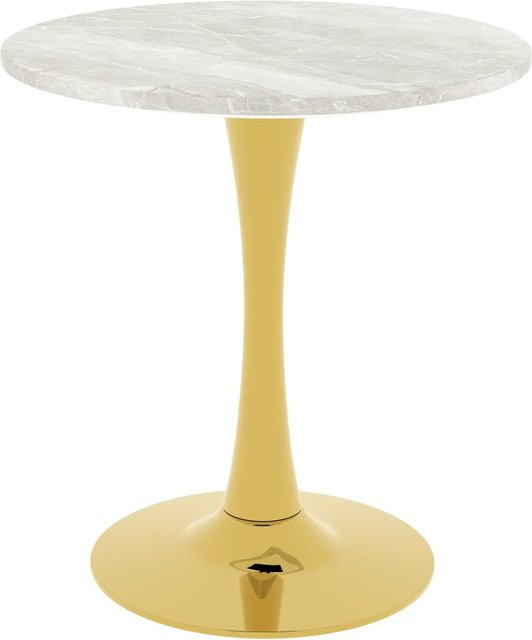 okwish Couchtisch mit Marmor Tischplatte in Gold und Weiß, B/T/H: 70 x 70 x 72 cm - Bild 1