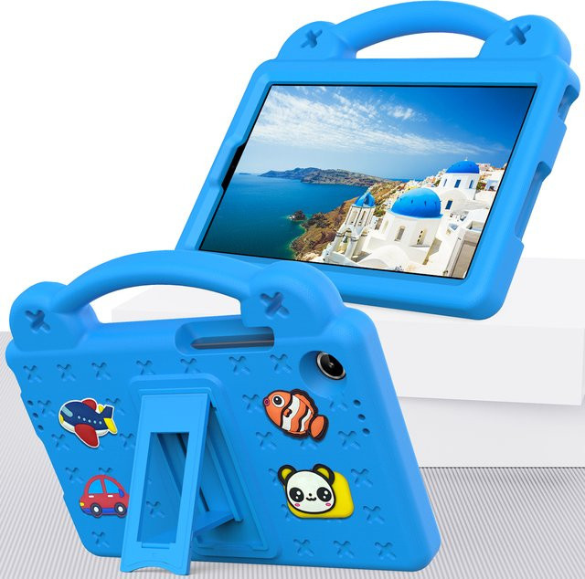 EVA Kinder Schutzhülle für Lenovo Tab One K9 2025 8,7 Zoll TB305FU mit integriertem Ständer und Griff in Grün und Blau - Bild 1