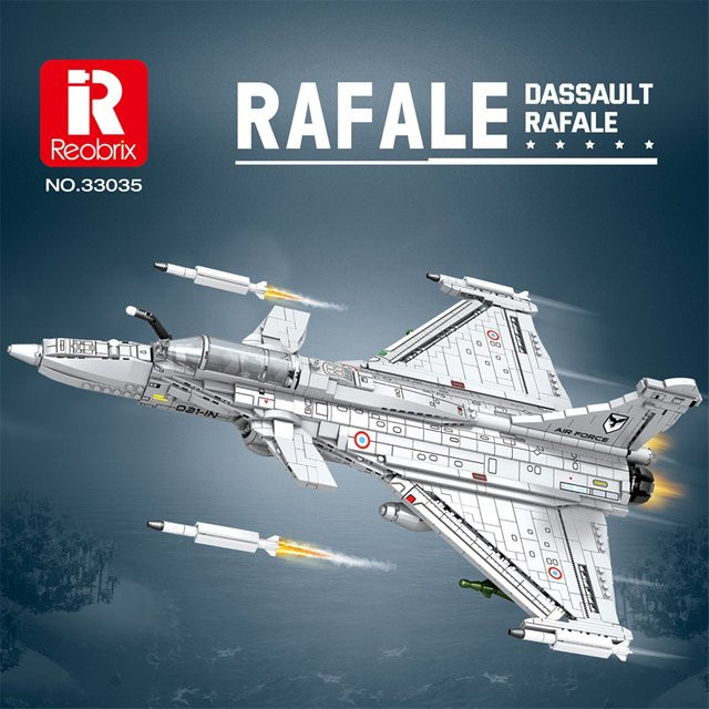 AMAZINGBLOKS Rafale Kampfflugzeug-Modell, Bausteine, Grau - Bild 1