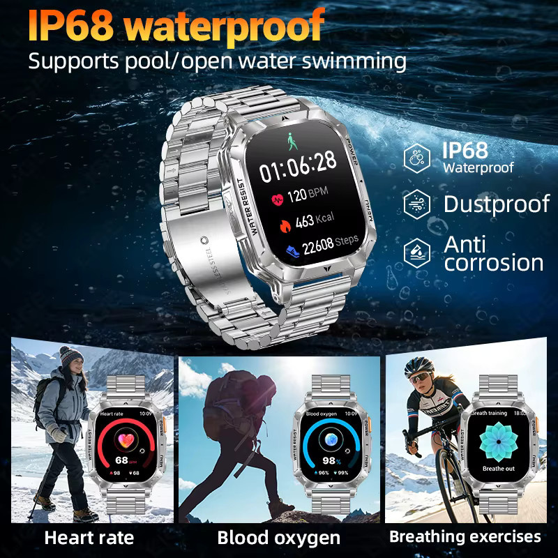 LIGE Smartwatch, Edelstahl, Schwarz, 10 ATM, Herren - Bild 4