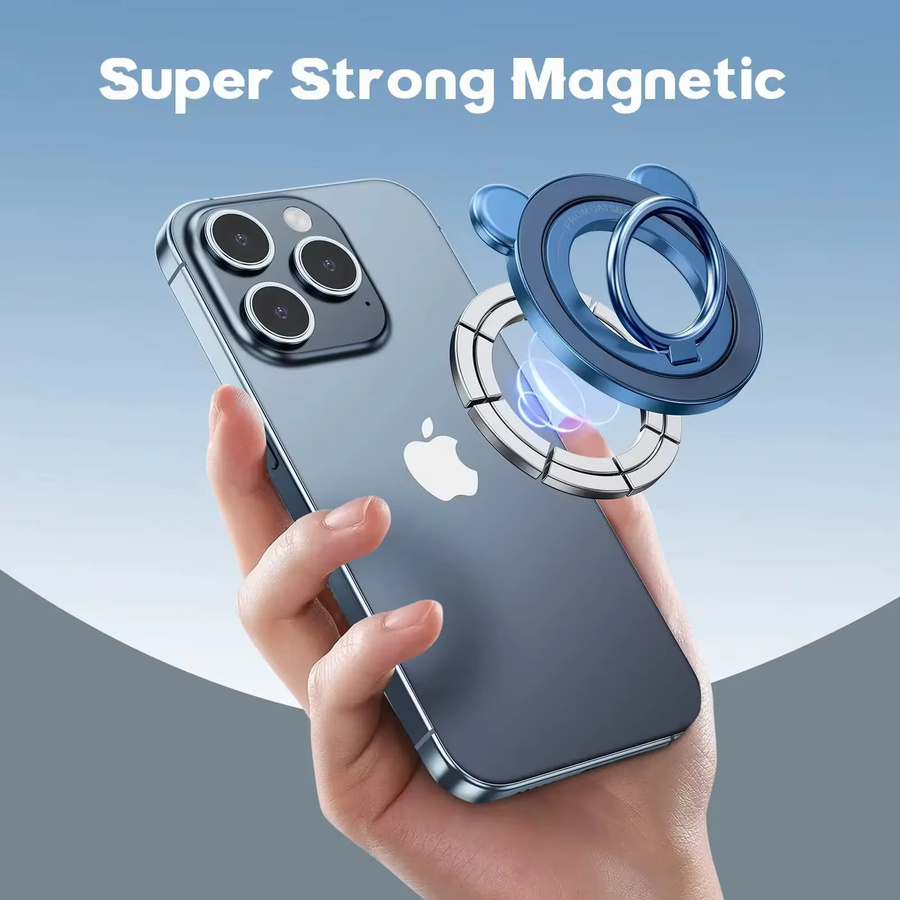 Eary Magnetischer Handyhalter Ständer mit 360 Grad Drehung und Flip-Fingerring für iPhone 17 16 15 in Schwarz oder Blau - Bild 2