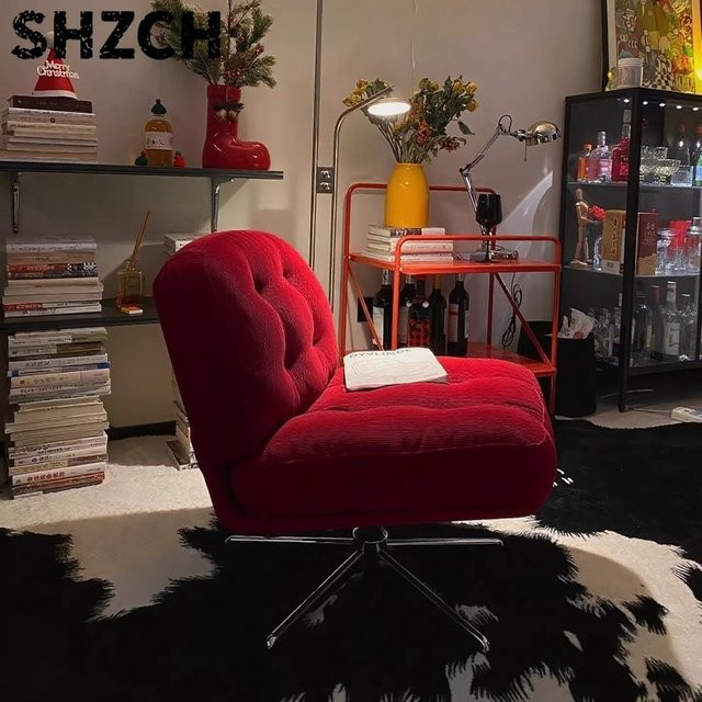 YTYIN Bauhaus Loungesessel in Rot, drehbarer und höhenverstellbarer Polstersessel mit Armlehnen für das Wohnzimmer - Bild 1