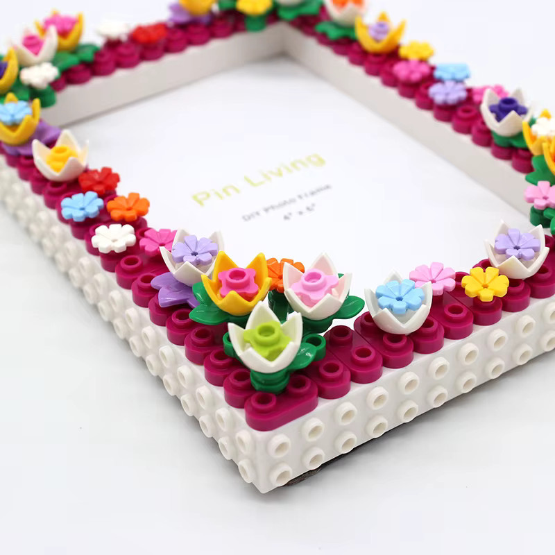 PinLiving DIY Baustein-Blumen-Bilderrahmen als Erinnerungsalbum für 4R und 5R Fotos, Mehrfarbig - Bild 3