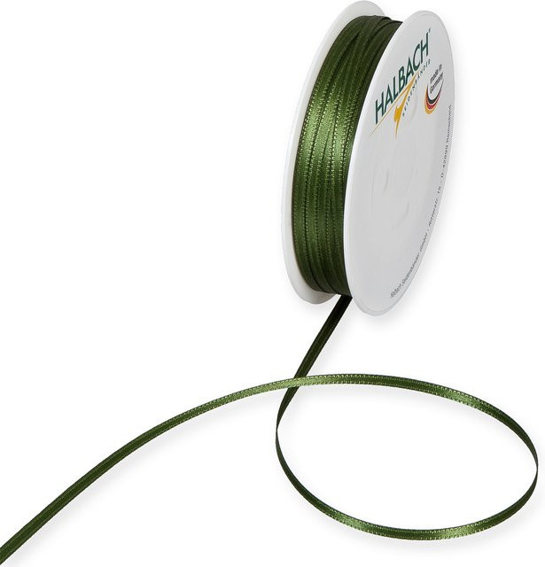 Halbach Satinband aus Polyester in Moosgrün, Breite: 0,3 cm, Länge: 10 m - Bild 1