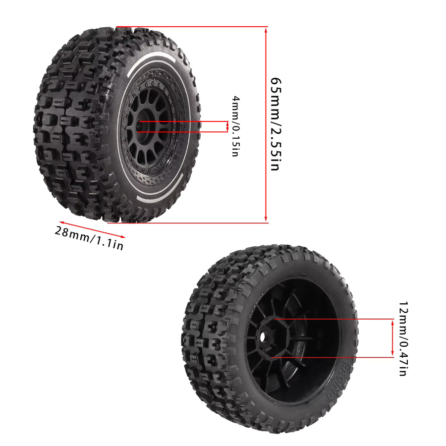 MJX Hyper Go Gummireifen, 4-teiliges Set, 1:14, 65 mm - Bild 3
