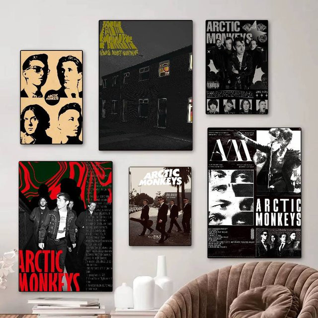 Arctic Monkeys Rockband Wandaufkleber im Vintage-Stil als DIY Klebeposter für deine Wohnzimmer- oder Bar-Dekoration, mehrfarbig - Bild 1