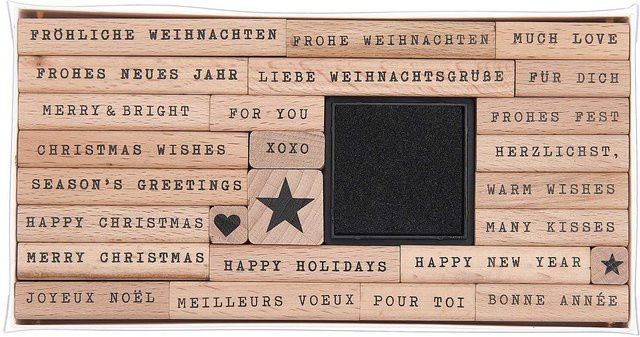 Rico Design Paper Poetry XL Stempelset Merry Christmas Typewriter aus Holz in Multicolor - Bild 1