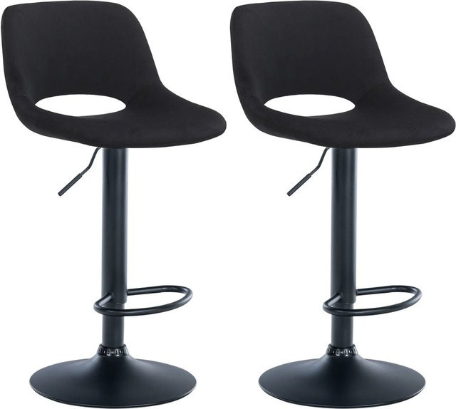 DELUKE Barhocker JAKSON 2er Set, Schwarz, Samt, Barstühle mit Lehne und 360 Grad Drehsitz - Bild 1