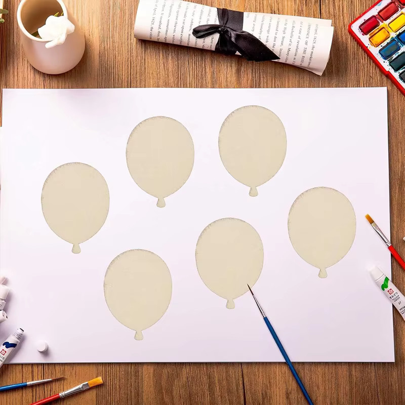 50 Stück Mini Ballon Holz DIY Bastelrohlinge in Beige für Handwerk und Dekoration - Bild 4