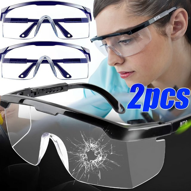 2er-Set Arbeitsschutzbrille transparent winddicht und staubdicht mit Spritzschutz - Bild 1