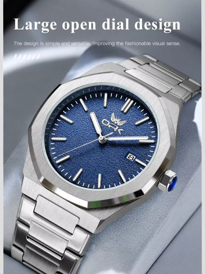 OLEVS Armbanduhr, Quarz, Edelstahl, Blau, Herren - Bild 6