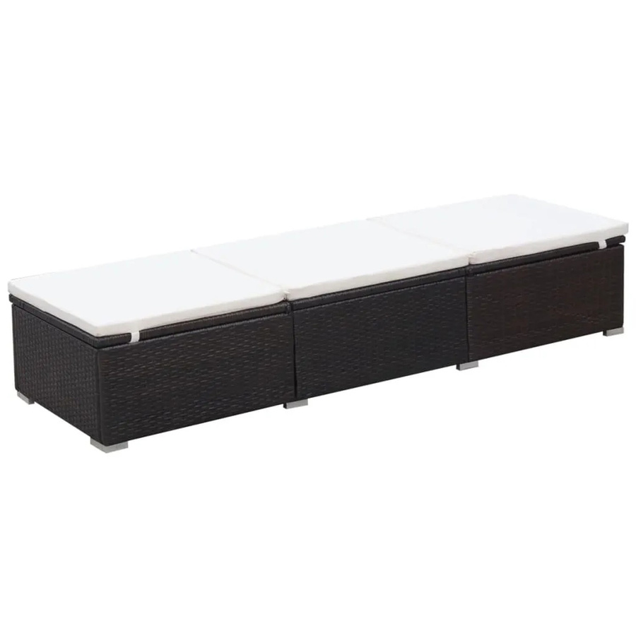 Furnicato Sonnenliege aus braunem Poly Rattan mit wetterfester Auflage und pulverbeschichtetem Stahlgestell - Bild 2
