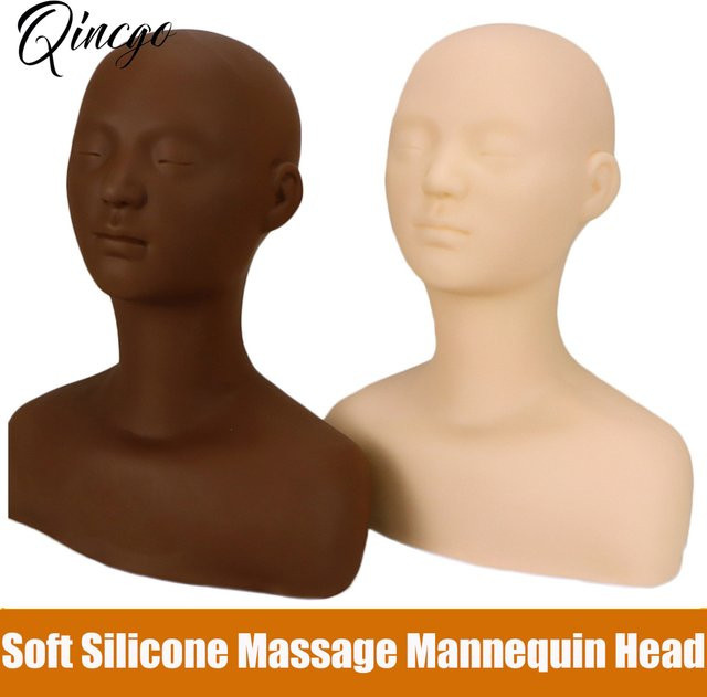 Silikon Massage Trainingsmannequin Kopf Halbkörper, Beige, Matt - Bild 1