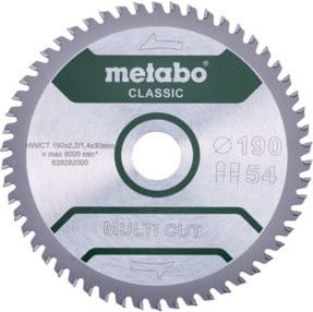 Metabo Sägeblatt multi cut classic für Kreissägen, Universal für Kunststoff, Silber, Durchmesser: 190 mm, Breite: 2,2 mm, Bohrung: 30 mm - Bild 1