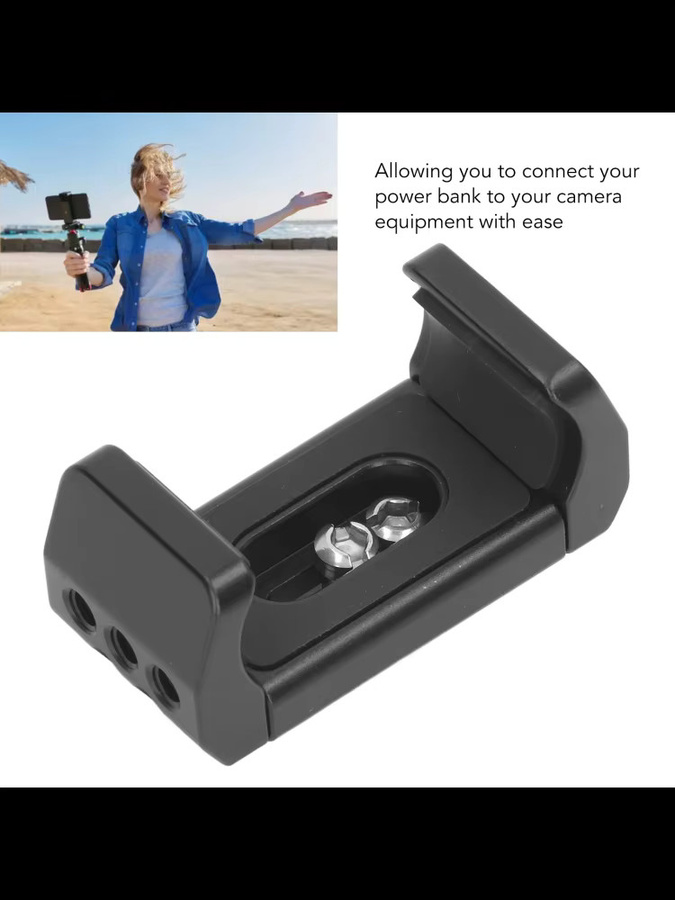 Aramox Powerbank-Halterung aus Aluminiumlegierung in Schwarz mit 1/4 Zoll Schraubenloch für eine Breite von 53 bis 80 mm - Bild 5