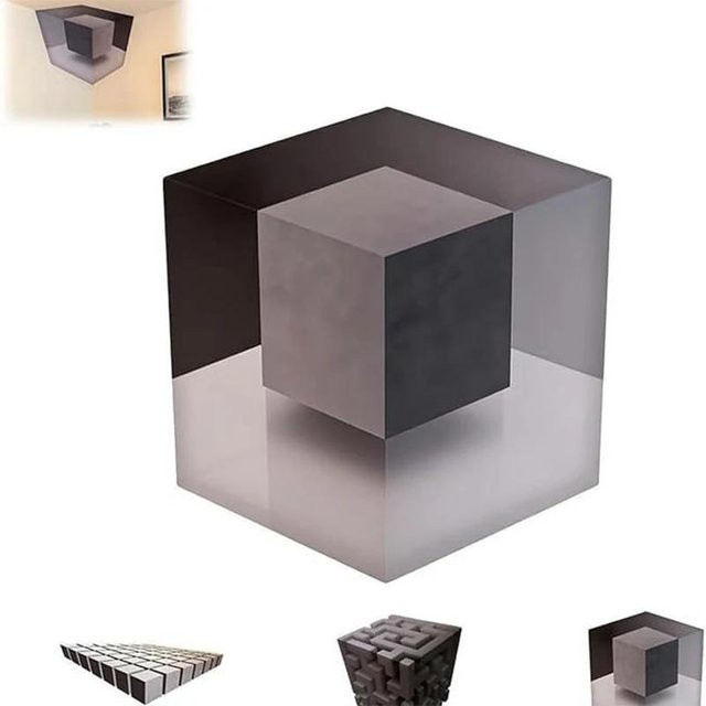 Meiteai-Home 3D Wandaufkleber Unmögliche Ecken Wandkunst in Grau mit abstrakter Illusion für deine Heimdekoration - Bild 1