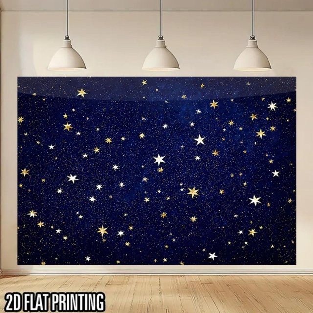 Sternenhimmel Wandteppich mit mystischer Galaxie und Sternbilden von JMG Household Supplies, Blau, Breite: 150 cm, Höhe: 180 cm - Bild 1