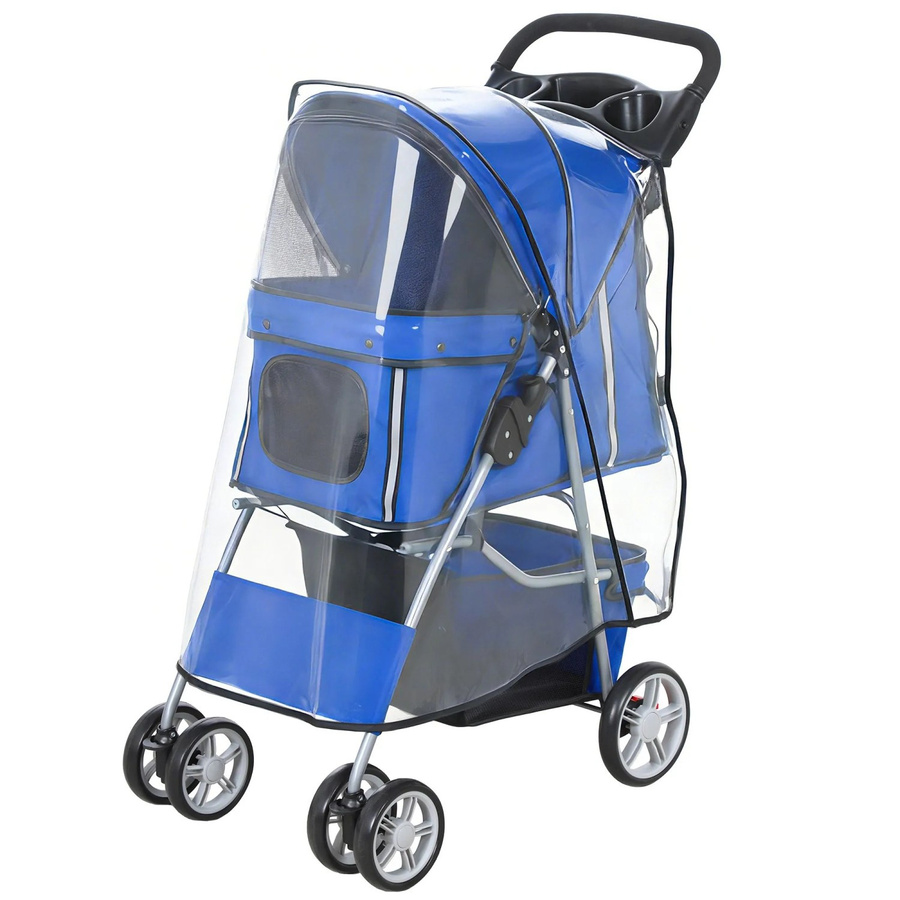 PawHut Hundewagen aus Stahl und Polyester in Blau, B/T/H: 77 x 44 x 102 cm - Bild 2