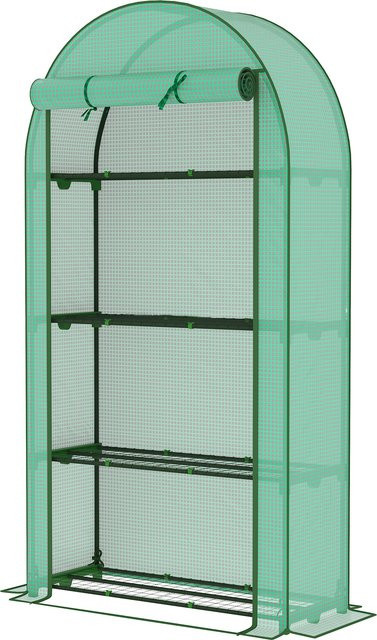 Outsunny Gewächshaus für den Außenbereich mit 4 Regalen und Rolltür, Grün, B/T/H: 105 x 45 x 160 cm - Bild 1