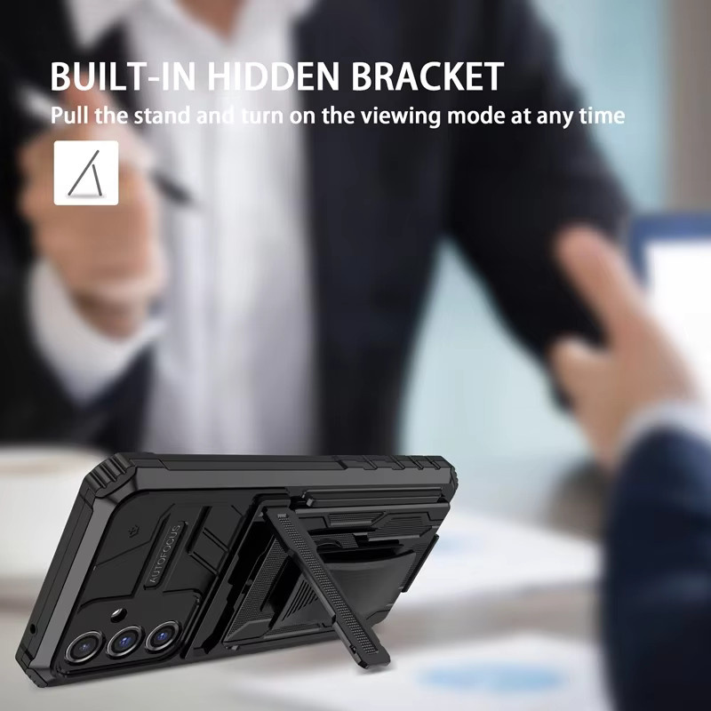 Schutzhülle mit Gürtelclip und Ständer für Samsung Galaxy A15 5G A25 A35 A55 A05 A05S A14 A24 A34 A54 A13 A33 in Schwarz und Lila - Bild 4