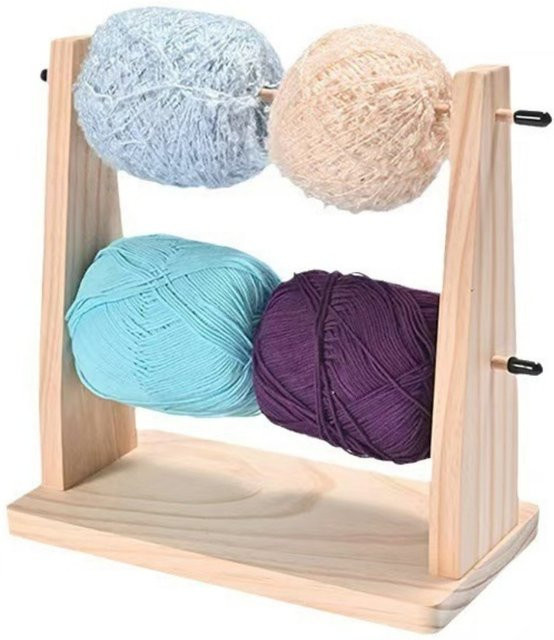 NOTIONSLAND Garnhalter aus Holz für Häkeln und Stricken, Doppel-Garnballenhalter in Beige - Bild 1