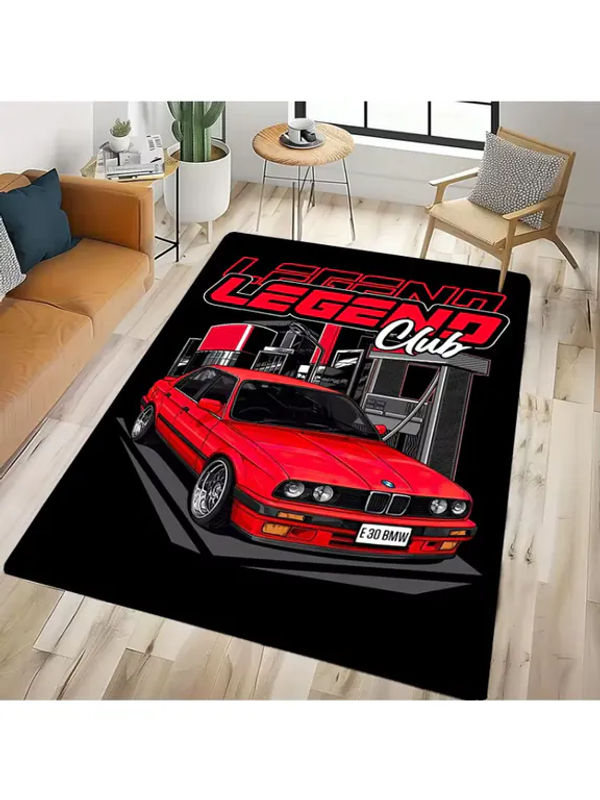Potdemiel Rutschfeste Bodenmatte mit E36 Rennwagen Muster in Multicolour für Wohnzimmer, Schlafzimmer oder Küche - Bild 2