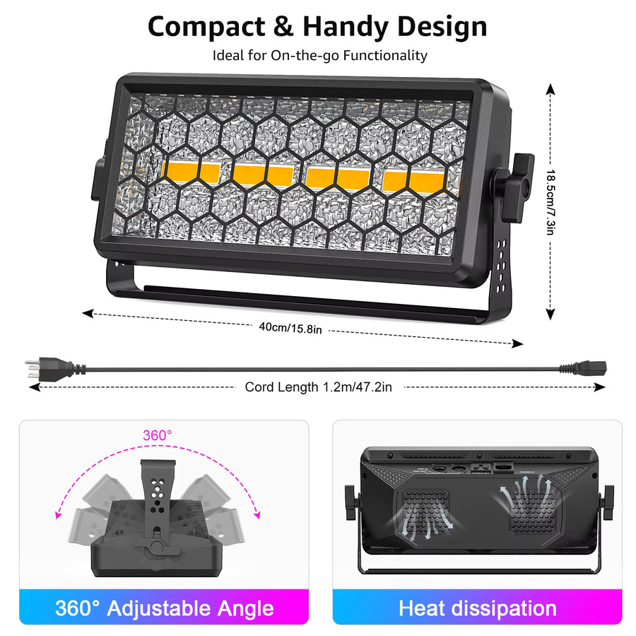 Yiflamefly 4er-Set RGB COB LED Wandfluter mit Pixel-Steuerung und DMX, 120W Bühnenbeleuchtung in Schwarz für DJ, Party, Hochzeit und Club - Bild 5