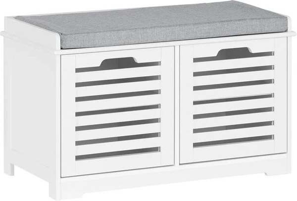 SoBuy Schuhbank FSR23-II-W als Garderobenbank mit Sitzfläche und Stauraum, Weiß