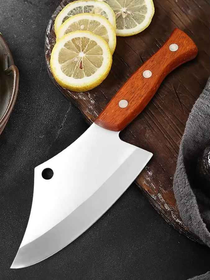 GuanQi Fleischmesser Cleaver aus Holz mit silberner Klinge für Küche, Fisch und BBQ - Bild 5