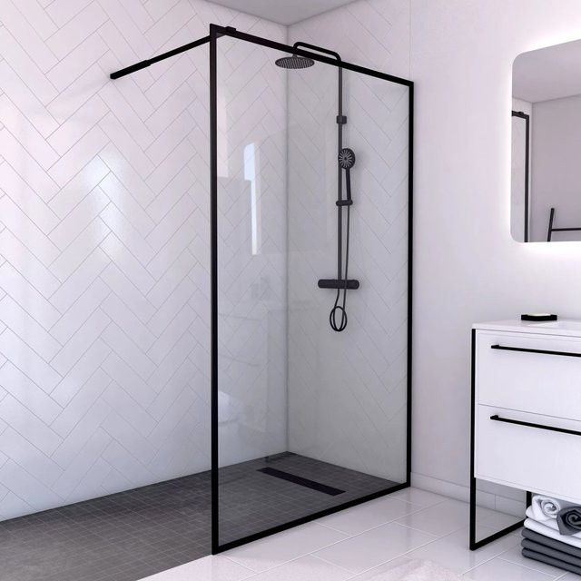 Aurlane Glasdusche Factory Walk-In in Schwarz und Transparent, B/T/H: 120 x 200 cm - Bild 1