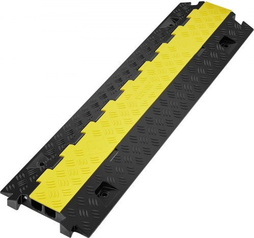 VEVOR Kabelschutzmatte Kabelkanal mit 2 Kanälen, Schwarz und Gelb, B/T/H: 91,8 x 25,0 x 4,3 cm - Bild 1