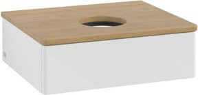 V&B Waschtischunterschrank Antao ohne Frontstruktur in Eiche Honig und Weiß Lack, B/T/H: 60 x 50 x 19 cm - Bild 1