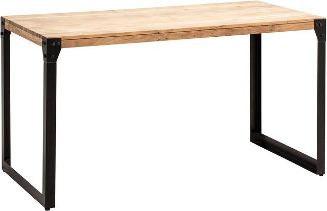 Esstisch aus Akazie Massivholz in Braun mit Eisengestell, B/T/H: 120 x 60 x 76 cm - Bild 1