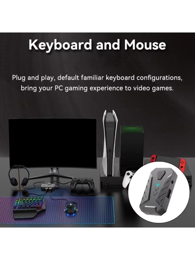 B0KF Gaming-Tastatur- und Mauskonverter mit Vibrationseffekt für Mobile Games in Schwarz - Bild 4