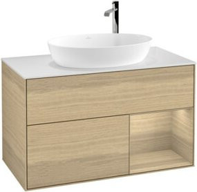 V&B Waschtischunterschrank Finion 100 in Oak mit Ablageplatte, Breite: 100 cm, Tiefe: 50,1 cm, Höhe: 50,1 cm - Bild 1