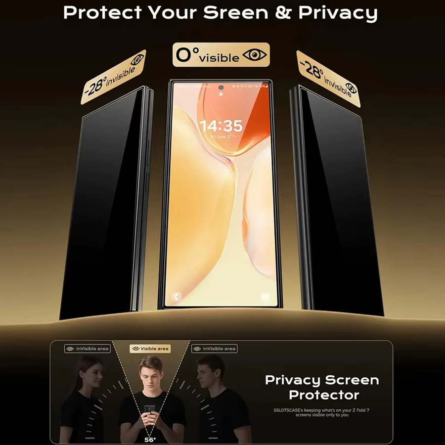 BAPPSUS Privatsphäre Displayschutzfolie für Samsung Galaxy Z Fold 7 6 5, Anti-Spy gehärtetes Glas, transparent - Bild 6