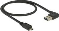 Delock USB-A auf Micro-USB Kabel in Schwarz mit 90 Grad Winkel - Bild 1