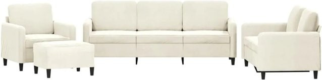 vidaXL 4-teilige Sofagarnitur aus Samt in Creme mit 3-Sitzer-Sofa, 2-Sitzer-Sofa, Sessel und Fußhocker - Bild 1
