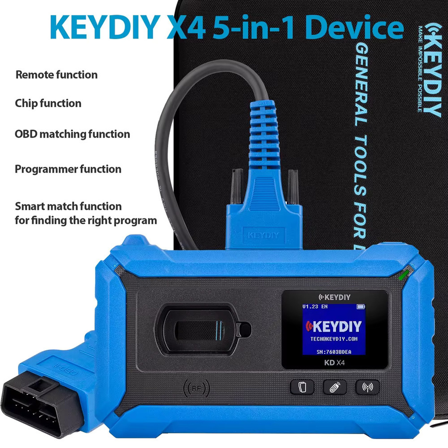 KEYDIY KD-X4 5-in-1 Schlüsselprogrammiergerät in Blau, kombiniert KD Max, KD Mate und KD Mini Prog, unterstützt MQB, MLB, BMW, BDC2 und BDC3 IMMO - Bild 4