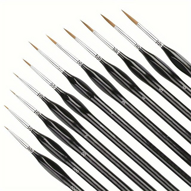 9 bis 22-teiliges Pinselset für feine Details in Schwarz aus Kunststoff für Modellbau und Kunstmalerei - Bild 1