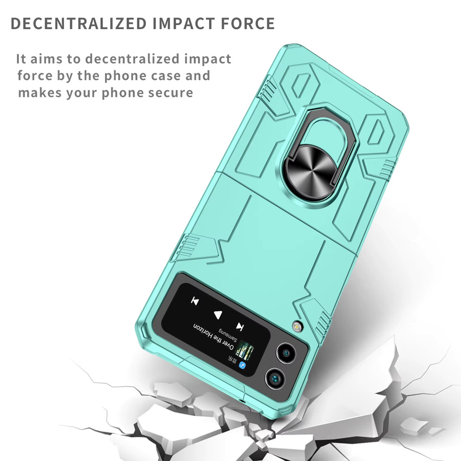 Mech Shell Magnetische Schutzhülle für Samsung Galaxy Z Flip 7 6 5 4 3 mit Drehbarer Ring und Anti-Drop Funktion in Pink oder Turquoise - Bild 2