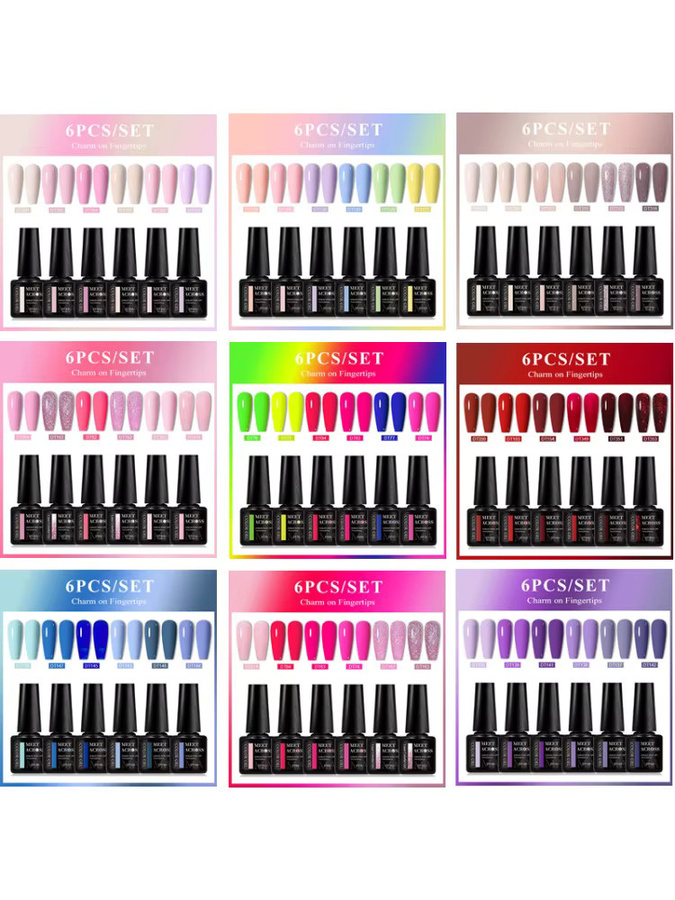 MEET ACROSS Gel-Nagellack-Set, 6-teilig, HEMA-frei, 7 ml, glänzend - Bild 3