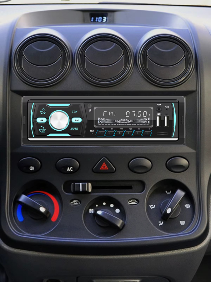 ESSGOO Autoradio Single 1 DIN in Schwarz mit Bluetooth-Freisprechsystem, MP3-Player, USB, SD, AUX IN, TF sowie AM/FM und RDS mit 7 LED-Farbbeleuchtung - Bild 7