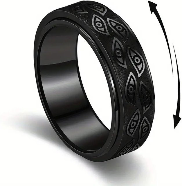 sasusp Spinner Ring Edelstahl, Schwarz, Herren - Bild 1