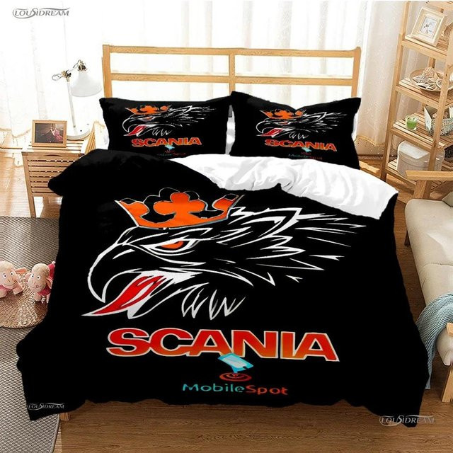 Somelli Bettwäsche-Set Scania LKW Adlerkopf in Schwarz mit Bettbezug und Kissenbezügen aus Mikrofaser, B/H: 264 x 228 cm - Bild 1