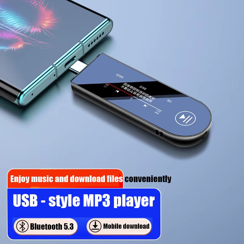 Famue Mini MP3-Player mit Bluetooth 5.3 und USB-C in Schwarz, tragbarer Audio-Player mit Lautsprecher und Aufnahmefunktion für verlustfreies Audio - Bild 2