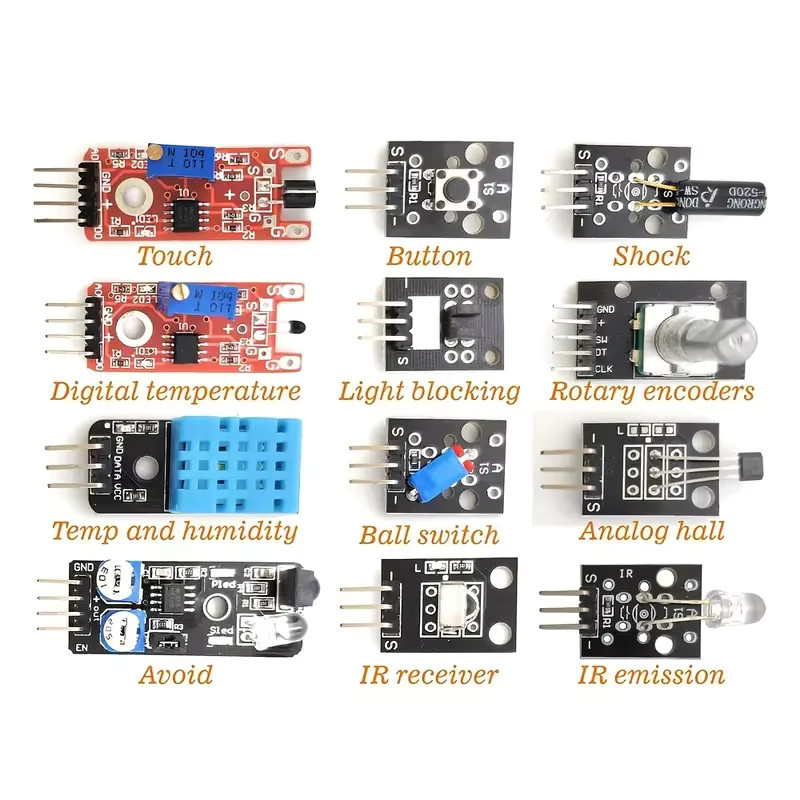 37 in 1 Sensor Kit für Raspberry Pi und Arduino Uno R3 kompatibel, Multifunktions Sensoren Module Starter Kit, Mehrfarbig - Bild 2
