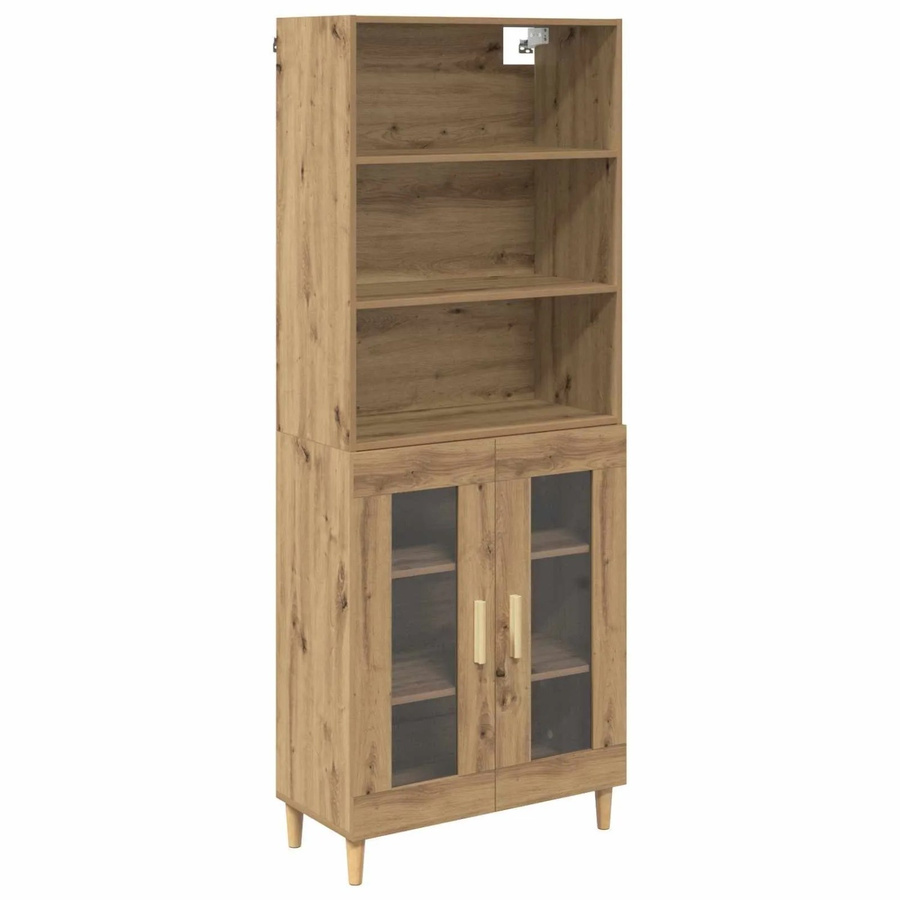 vidaXL Highboard Artisan-Eiche in Braun mit Schranktüren und Regalfächern, B/T/H: 69,5 x 32,5 x 180 cm - Bild 2