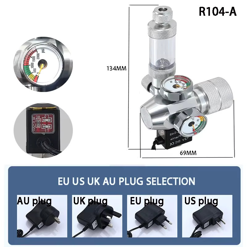 ZRDR DIY Aquarium CO2-Regler mit elektromagnetischem Ventil und Blasenzähler in Silber - Bild 2
